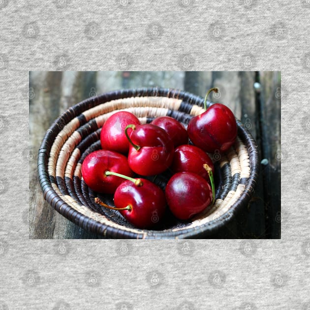 Red cherries in a basket. by ikshvaku
